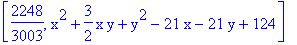 [2248/3003, x^2+3/2*x*y+y^2-21*x-21*y+124]